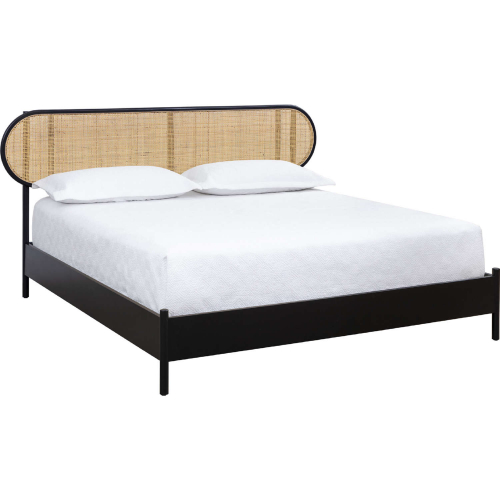 Gypsy King Bed in Black Finish Wood & Rattan