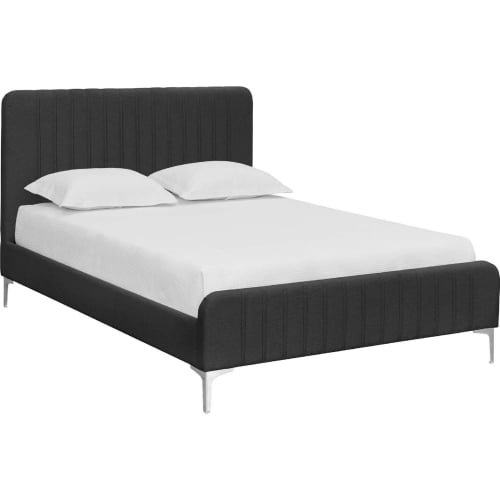 Heidi Queen Bed in Dark Grey Fabric & Chrome