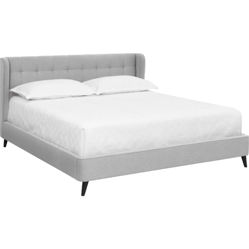 Viviana King Bed in Tufted Light Grey Fabric