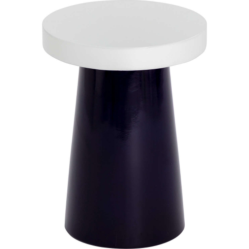 Porcini 16.25"H Outdoor End Table in Gloss White & Navy Ceramic Finish Concrete