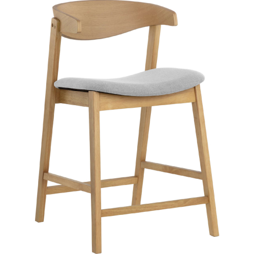 Haisley Counter Stool in Natural Finish Wood & Light Grey Fabric