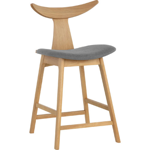 Jaxton Counter Stool in Natural Finish Wood & Dark Grey Fabric