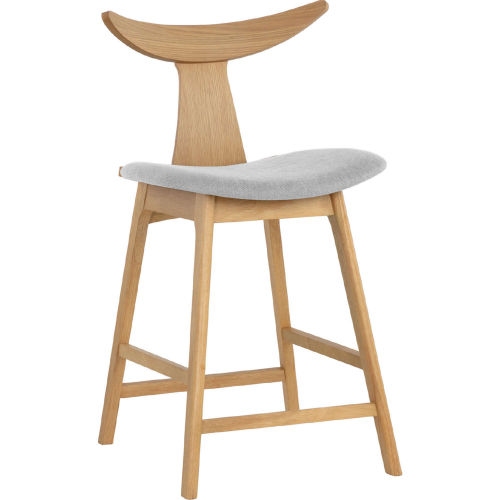 Jaxton Counter Stool in Natural Finish Wood & Light Grey Fabric