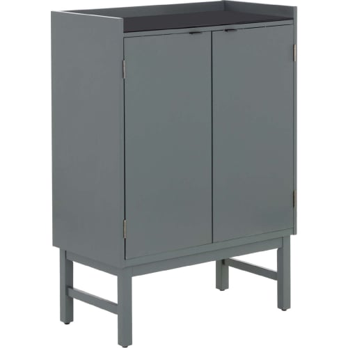 Wesson Wine Cabinet in Grey Green Wood & Tempered Glass