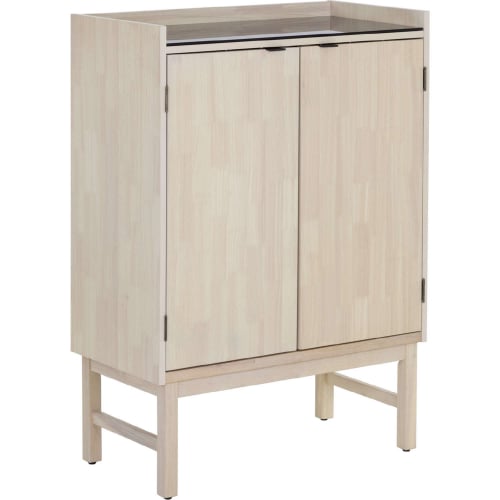 Wesson Wine Cabinet in Natural Finish Wood & Tempered Glass