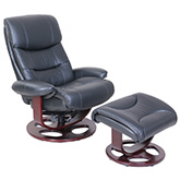 Dawson Swivel Pedestal Recliner & Ottoman in Frampton Black Leather