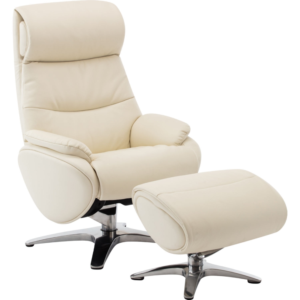 alpha real leather swivel recliner