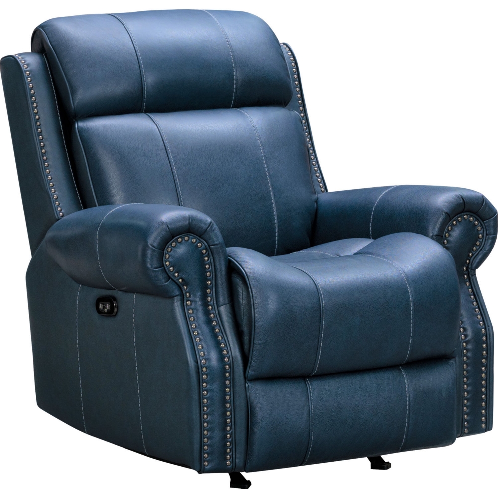 blue leather recliner rocker