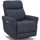 Mae Power Swivel Recliner w/ Head Rest & Lumbar in Ocean Blue Top Grain Leather