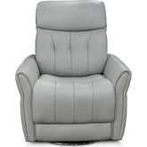 Mae Power Swivel Recliner w/ Head Rest & Lumbar in Pearl Top Grain Leather