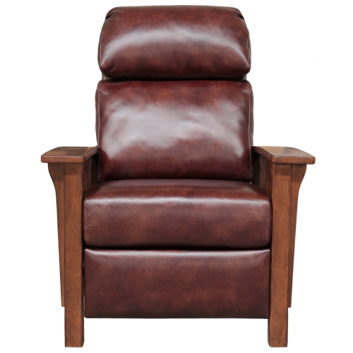 Mission Manual Recliner in Wenlock Fudge Leather & Mahogany Finish Wood