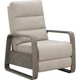 Zoey Push Thru The Arms Recliner in Linen Gray Fabric & Grey Wood