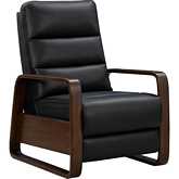 Zoey Push Thru The Arms Recliner in Wenlock Onyx Top Grain Leather & Teak Wood