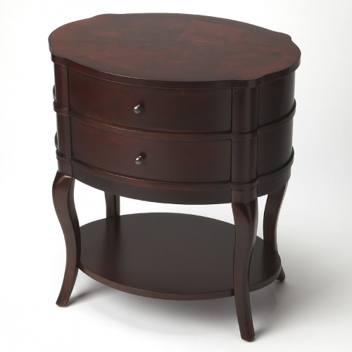 Jarvis Oval Side Table in Cherry Finish