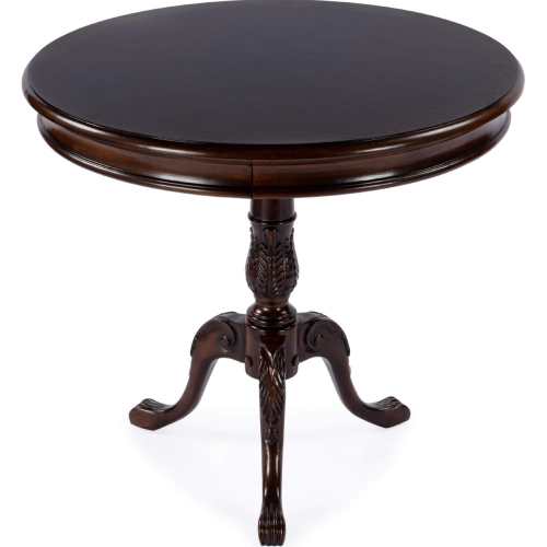 Carissa 30" Round Pedestal Foyer Table in Cherry Nouveau Dark Brown Finish