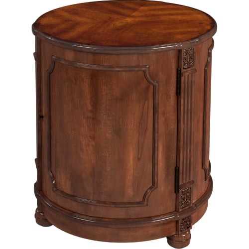 Thurmond 20" Drum Side Table in Antique Cherry Brown Finish