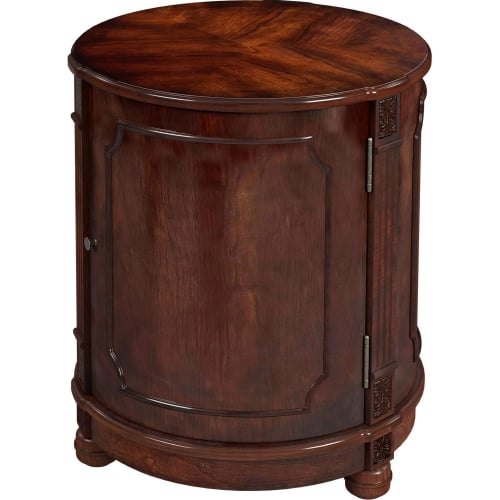 Thurmond 20" Drum Side Table in Cherry Dark Brown Finish