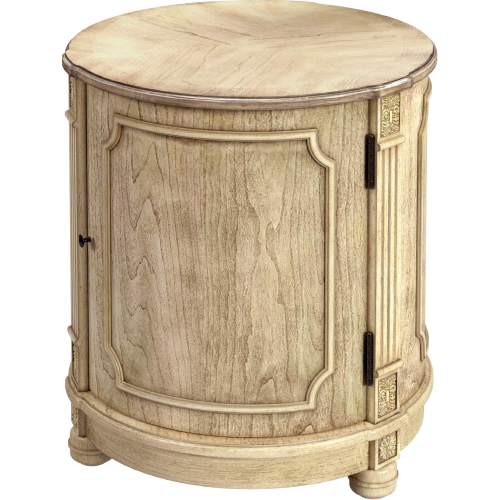 Thurmond 20" Drum Side Table in Antique Beige Finish