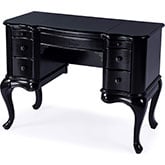 Charlotte Bedroom Vanity Desk w/ Storage in Black Finish Wood