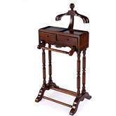 Petrov Clothing Valet Stand in Antique Cherry Brown Finish Wood