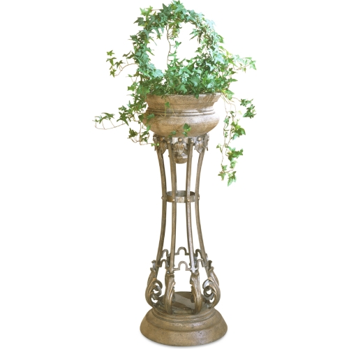 Budapest Pedestal Planter in Metal & Stone