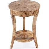 Holdin 18" Round Side Table in Light Brown Burl Wood