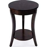 Holdin 18" Round Side Table in Dark Brown Burl Wood