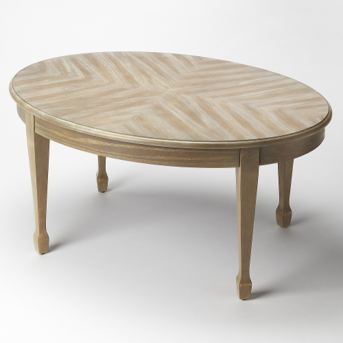 Clayton Oval Coffee Table in Driftwood Finish Wood