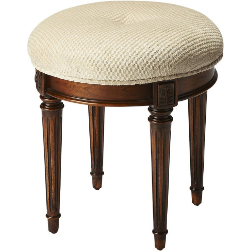 Bernadette 18" Vanity Stool in Olive Ash Brown Wood & Cream Fabric