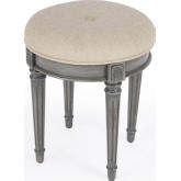 Bernadette Vanity Stool in Gray & Cream Fabric