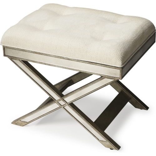 Marlo Mirrored Silver Vanity Stool