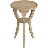 Dalton Round Accent Side Table in Antique Beige Wood