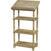 Alden 4 Tier Library Stand in Antique Beige Wood