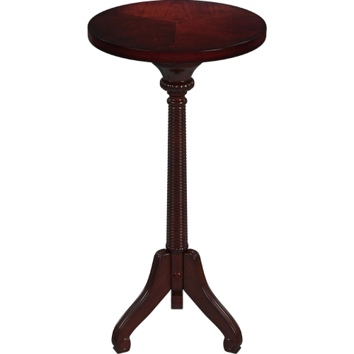 Florence Pedestal Side Table in Cherry Dark Brown Finish