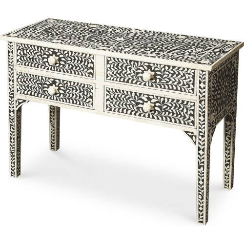 Vivienne Black Bone Inlay Console Table