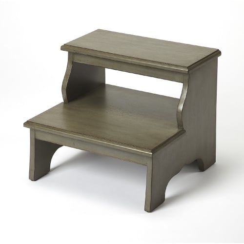 Melrose Step Stool in Silver Satin Finish Wood