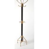 Logan Square Coat Rack in Black Wood & Gold Metal