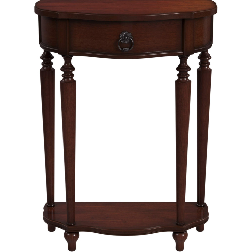 Ashby Demilune Console Table w/ Storage in Cherry Dark Brown Finish Wood