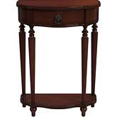 Ashby Demilune Console Table w/ Storage in Cherry Dark Brown Finish Wood