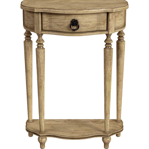 Ashby Demilune Console Table w/ Storage in Antique Beige Finish Wood