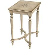 Tyler Side Table Solid Wood Inlay in Antique Beige Finish