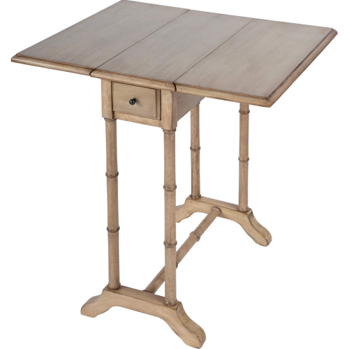 Darrow Drop Leaf Side Table in Antique Beige Finish Wood