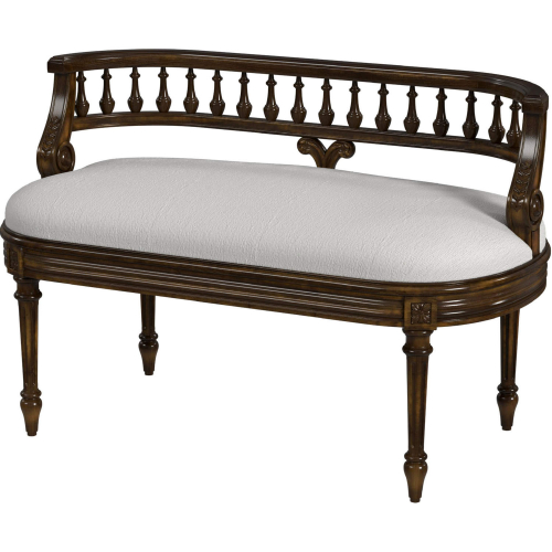 Hathaway 37" Bench in Antique Cherry Brown Finish & Cream Fabric