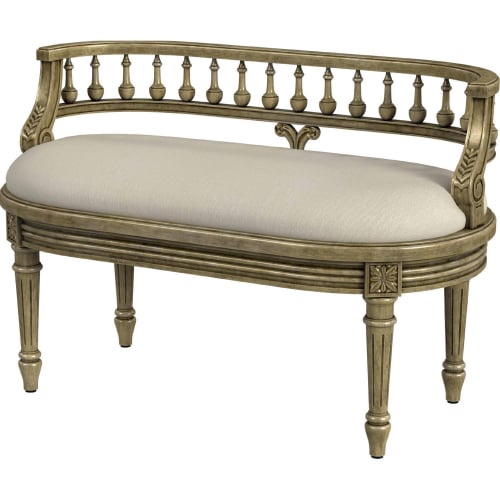 Hathaway 37" Bench in Antique Beige Finish & Cream Fabric