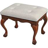 Ashford 25.5" Vanity Stool in Tufted Ivory Fabric & Brown Finish Wood