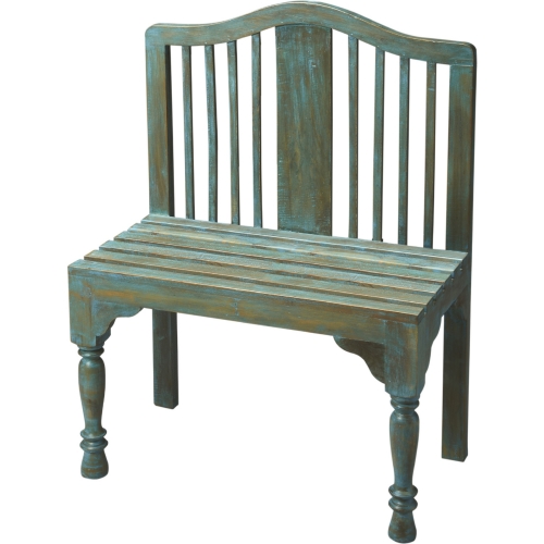 Roseland Blue Solid Wood Bench