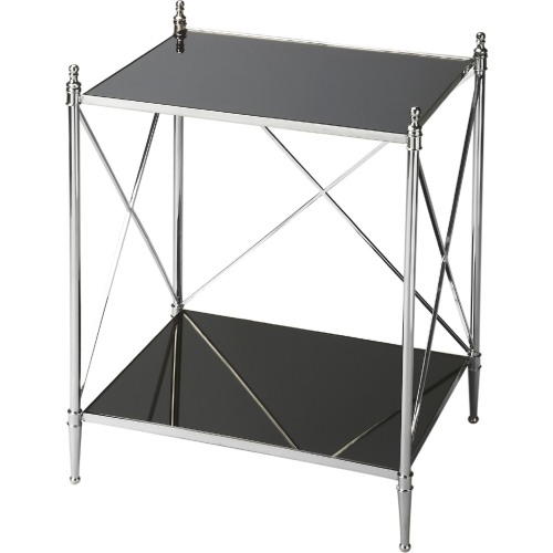 Modern Expressions End Table in Aluminum, Glass & Iron