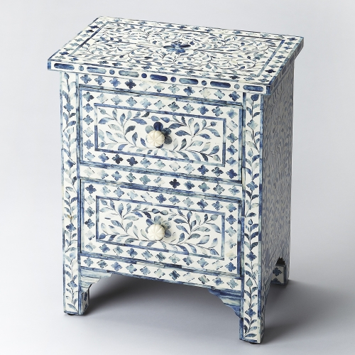 Vivienne Blue Bone Inlay Accent Chest