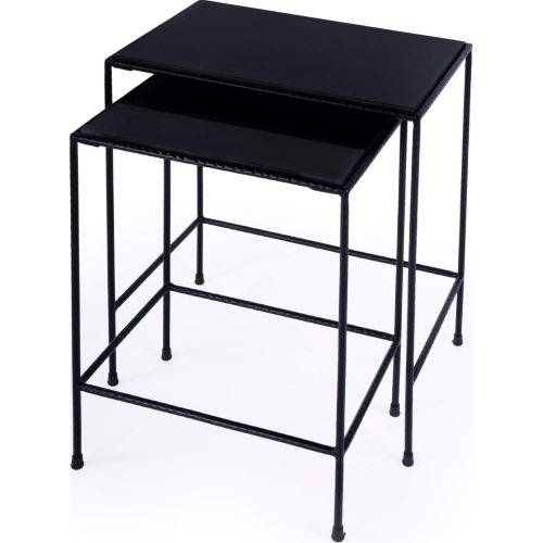 Carrera Outdoor Nesting Tables in Black Granite & Iron (Set of 2)