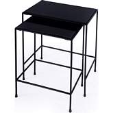 Carrera Outdoor Nesting Tables in Black Granite & Iron (Set of 2)